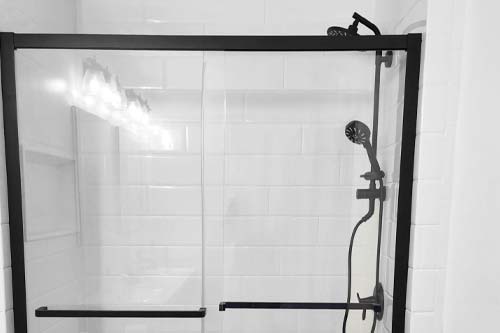 Shower white tile wall