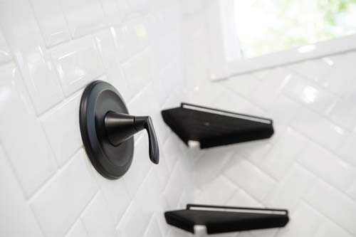 Black handle shower accessories